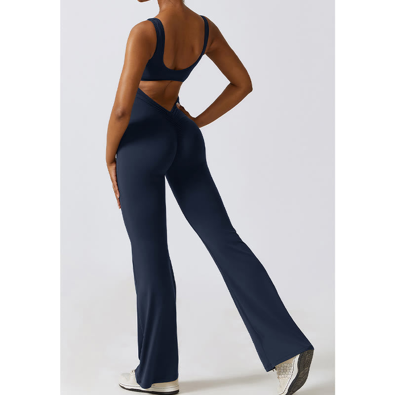 Buddha Stonesレディース ワークアウト ノースリーブ ジャンプスーツ フレアパンツ スポーツ フィットネス ヨガ ボディスーツ - image 22