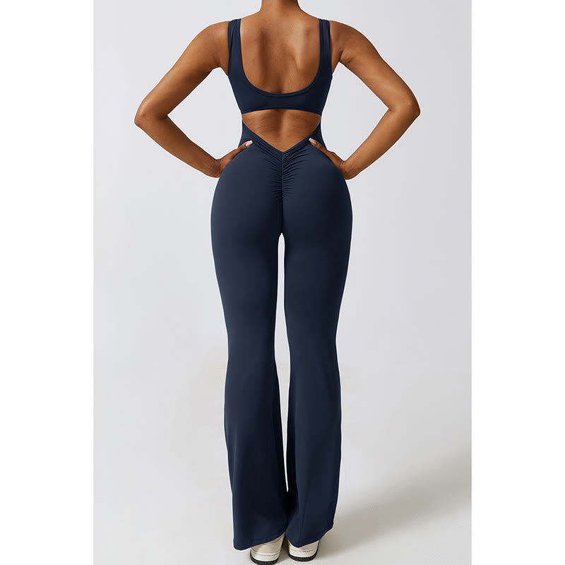 Buddha Stonesレディース ワークアウト ノースリーブ ジャンプスーツ フレアパンツ スポーツ フィットネス ヨガ ボディスーツ - image 25