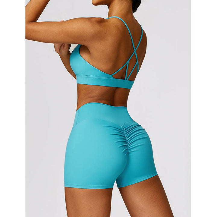 Buddha Stonesジム スポーツ ヨガ バックレス ブラ クロップ タンクトップ 通気性 ショーツ - image 8