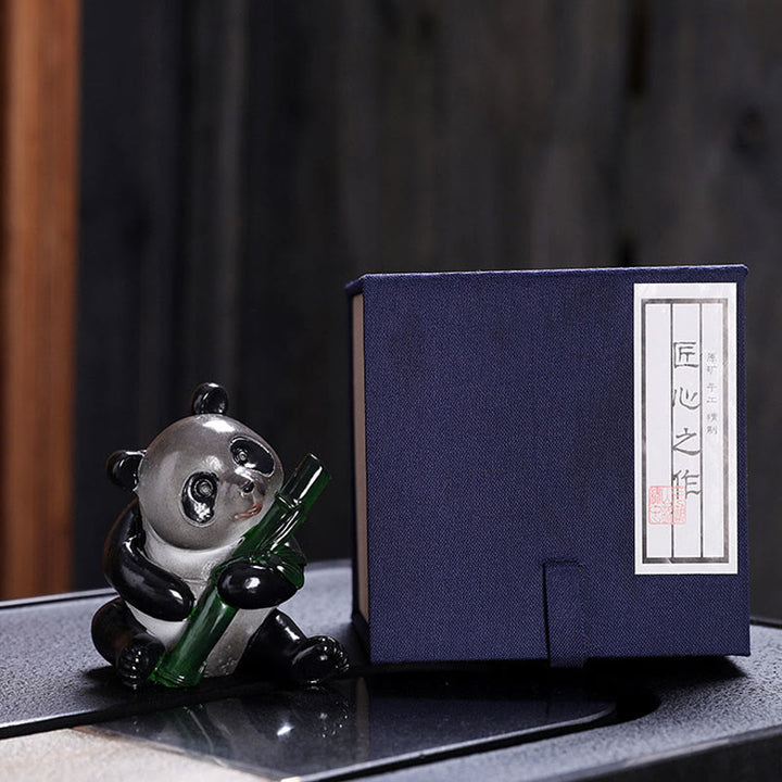 色が変わるBuddha Stones小さくてかわいいパンダの竹製ティーペット 樹脂製 置物 装飾品 - パンダ竹1個（ギフトボックス） - image 9