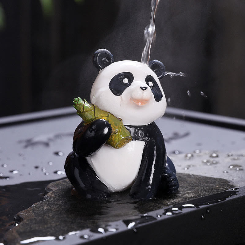 色が変わるBuddha Stones小さくてかわいいパンダの竹製ティーペット 樹脂製 置物 装飾品 - image 6