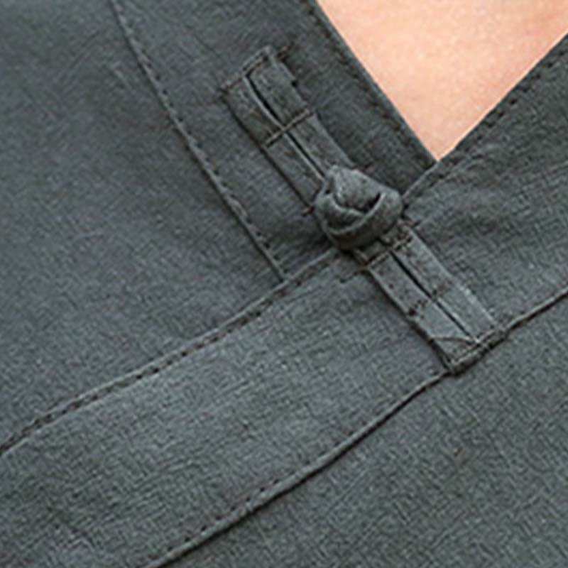 Buddha Stones 2点セット 半袖 Vネック シャツ トップパンツ 瞑想 禅 太極拳 リネン ウェア レディース セット - image 21