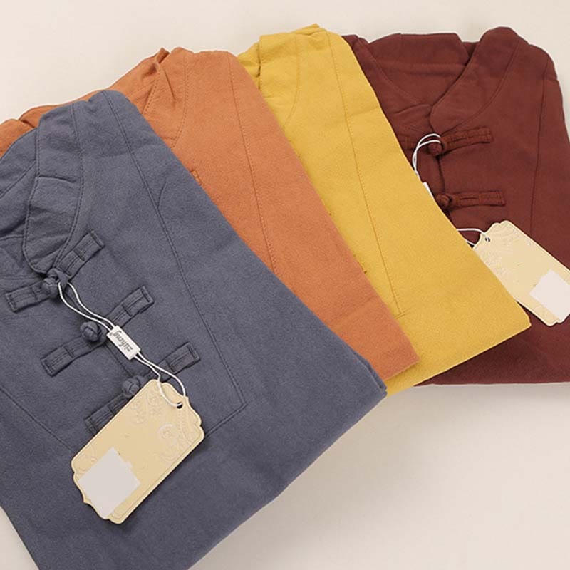 Buddha Stones 2点セット レディース 半袖シャツ トップス Tシャツ パンツ 瞑想 禅 太極拳 コットンリネン 衣類セット - image 16