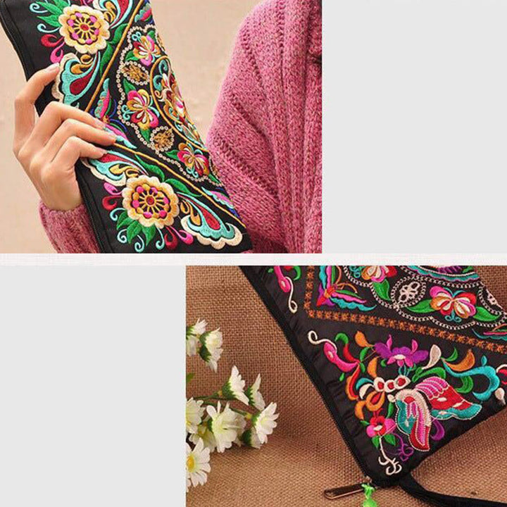 Buddha Stones、龍、蝶、コスモスの花の刺繍財布、ショッピングバッグ