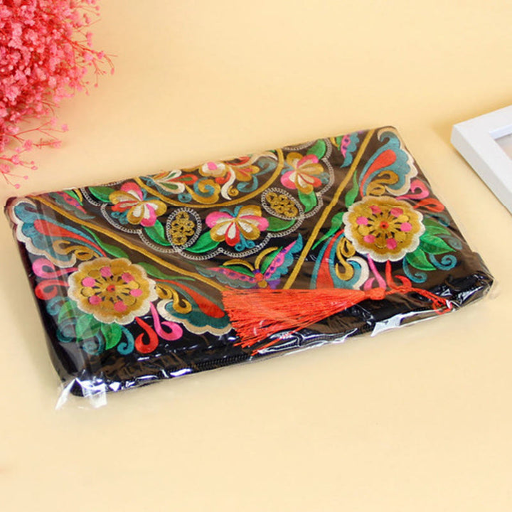 Buddha Stones、龍、蝶、コスモスの花の刺繍財布、ショッピングバッグ