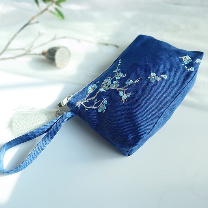 Buddha Stones小花梅桜鶴桃花刺繍キャンバスウォレットショッピング財布