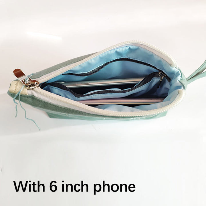 Buddha Stones小花梅桜鶴桃花刺繍キャンバスウォレットショッピング財布 - image 2