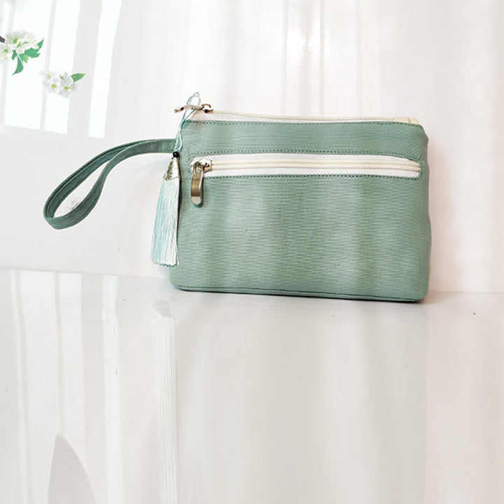 Buddha Stones小花梅桜鶴桃花刺繍キャンバスウォレットショッピング財布 - image 3