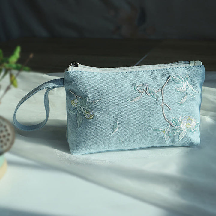 Buddha Stones小花梅桜鶴桃花刺繍キャンバスウォレットショッピング財布