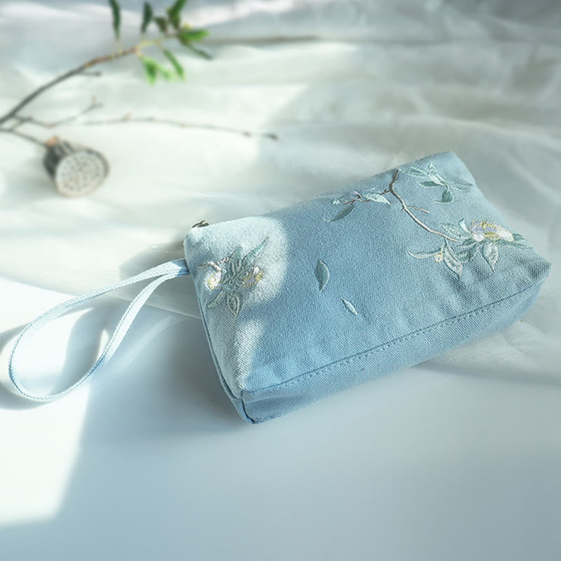 Buddha Stones小花梅桜鶴桃花刺繍キャンバスウォレットショッピング財布
