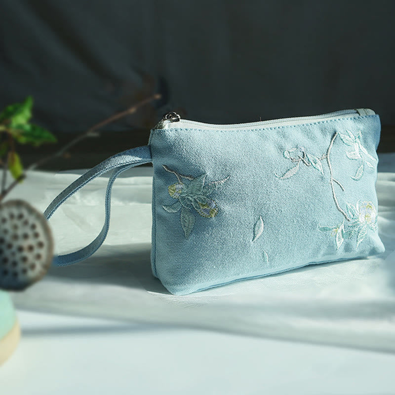 Buddha Stones小花梅桜鶴桃花刺繍キャンバスウォレットショッピング財布 - image 9