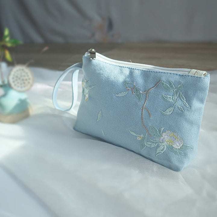 Buddha Stones小花梅桜鶴桃花刺繍キャンバスウォレットショッピング財布