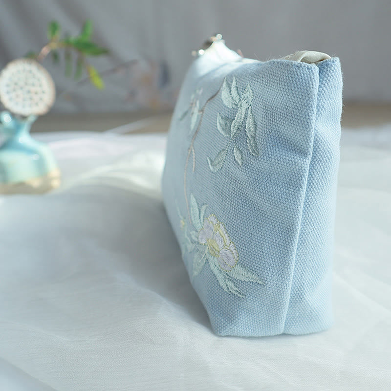 Buddha Stones小花梅桜鶴桃花刺繍キャンバスウォレットショッピング財布