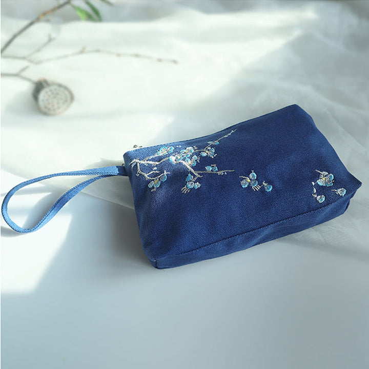 Buddha Stones小花梅桜鶴桃花刺繍キャンバスウォレットショッピング財布