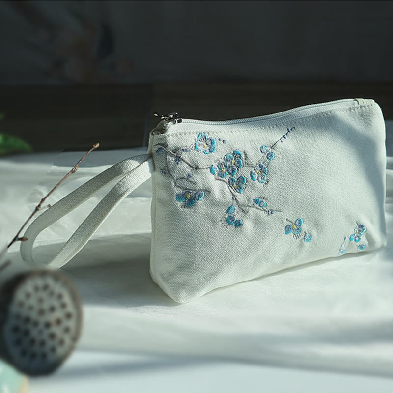 Buddha Stones小花梅桜鶴桃花刺繍キャンバスウォレットショッピング財布