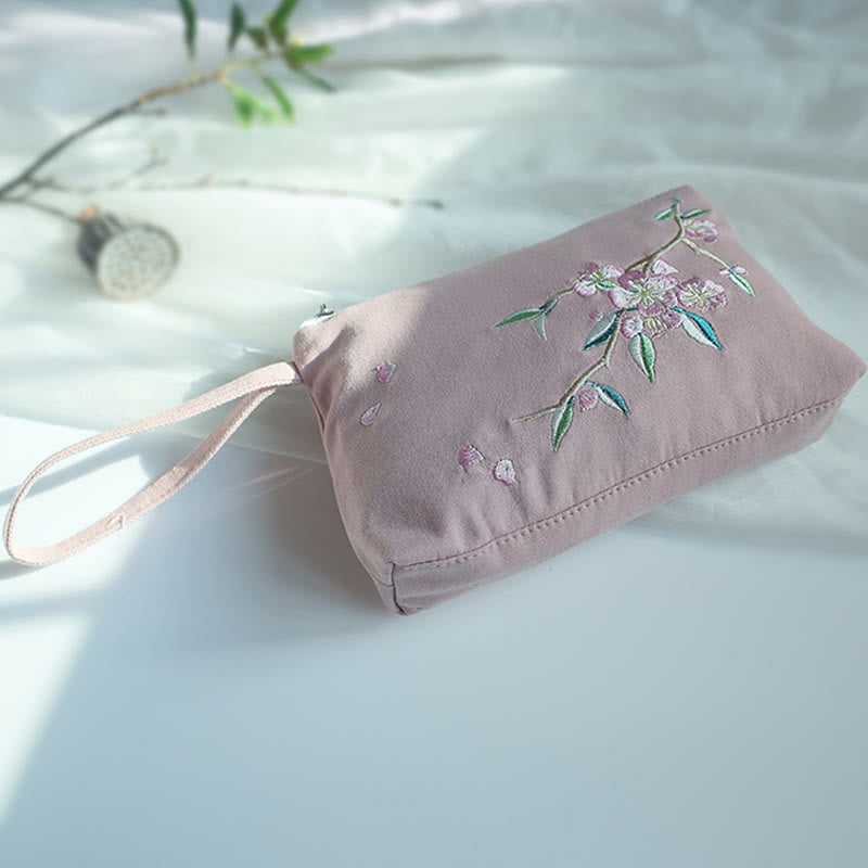Buddha Stones小花梅桜鶴桃花刺繍キャンバスウォレットショッピング財布