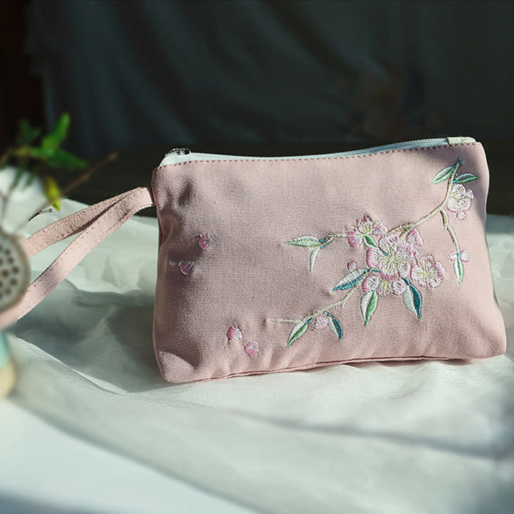 Buddha Stones小花梅桜鶴桃花刺繍キャンバスウォレットショッピング財布