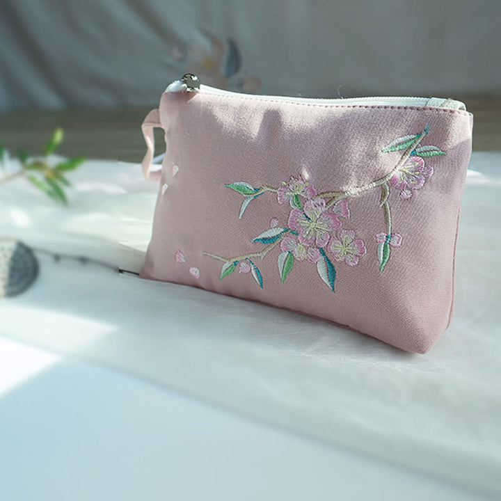 Buddha Stones小花梅桜鶴桃花刺繍キャンバスウォレットショッピング財布