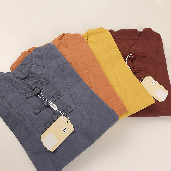 Buddha Stones 2点セット メンズ 半袖シャツ トップス Tシャツ パンツ 瞑想 禅 太極拳 コットンリネン 衣類セット - image 13