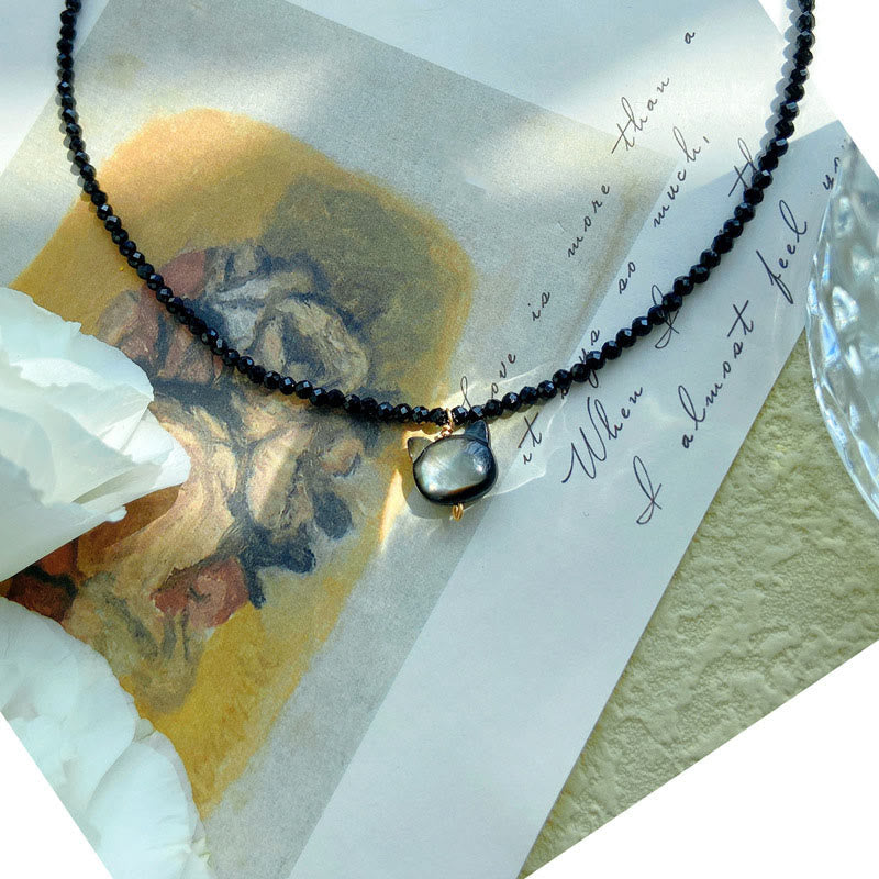 Buddha Stonesブラックスピネル キュートキャット チョーカーネックレス - image 3