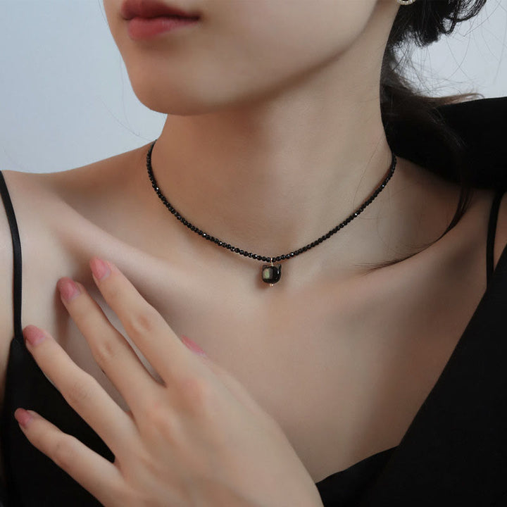 Buddha Stonesブラックスピネル キュートキャット チョーカーネックレス - image 4