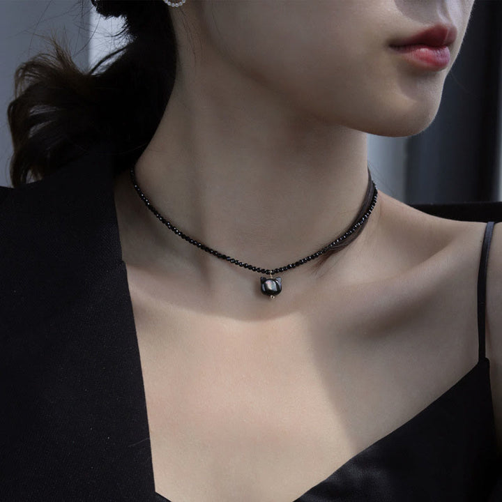 Buddha Stonesブラックスピネル キュートキャット チョーカーネックレス - image 11