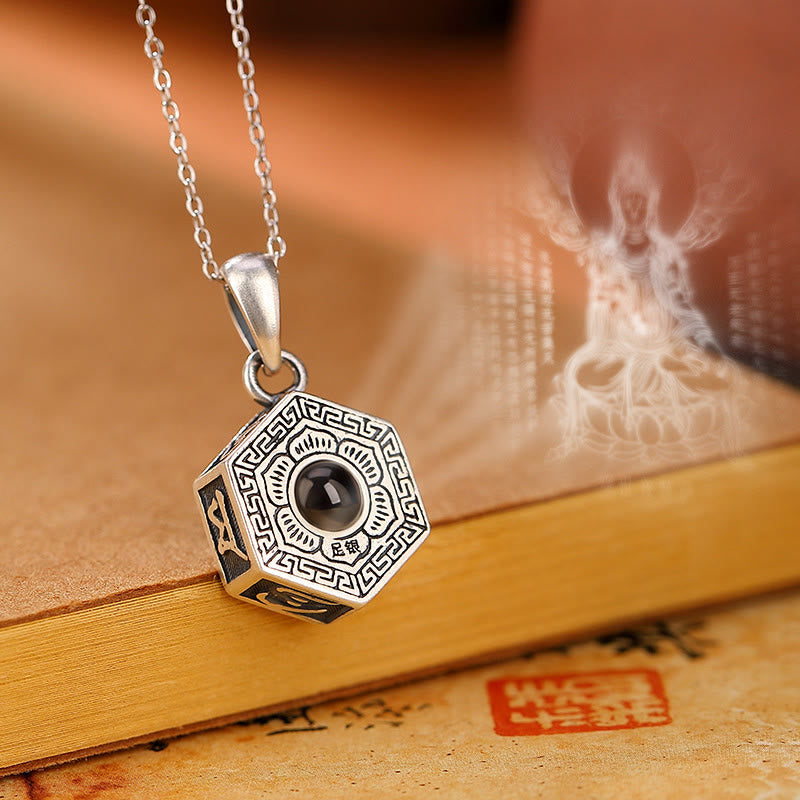 Buddha Stones990 スターリングシルバー チベットオーム・マニ・パドメ・フムロータスラブプロジェクションネックレスペンダント - オーム・マニ・パドメ・フム - image 0