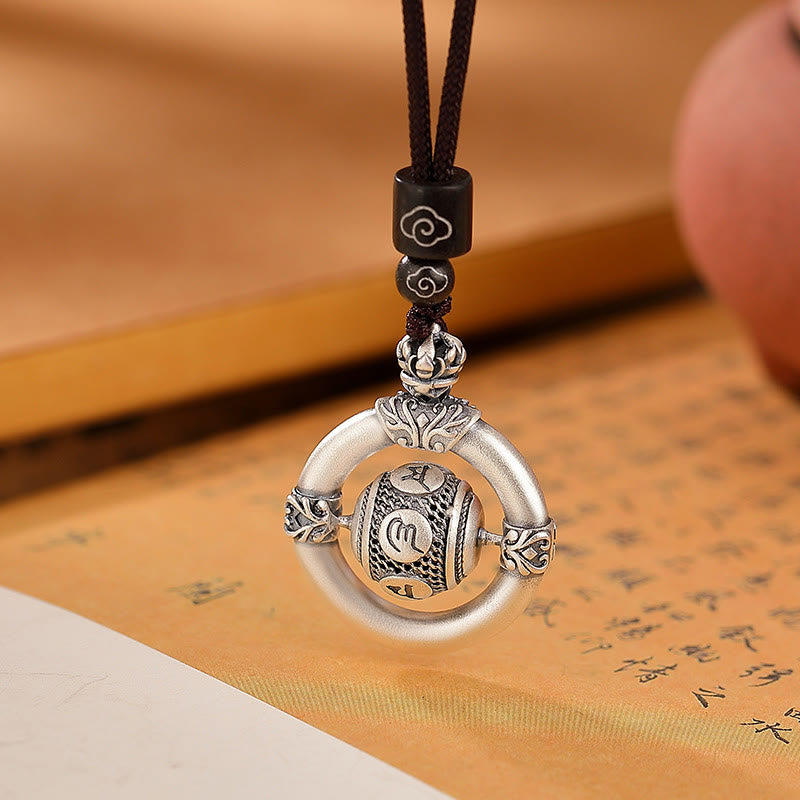 Buddha Stones999スターリングシルバーOm Mani Padme Hum刻印入り 知恵のネックレス ロープペンダント