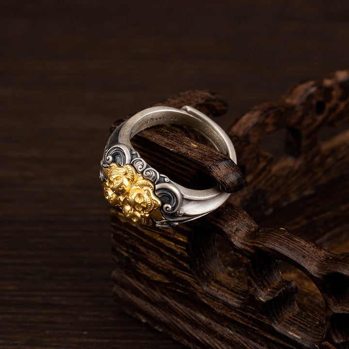 Buddha Stones925スターリングシルバー チベットスカルプロテクション 調節可能リング - image 3