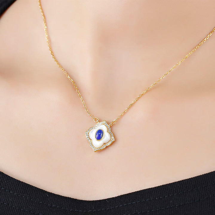 Buddha Stones 925スターリングシルバー トリダクナストーン ラズライト プリズマティックデザイン 祝福イヤリング ネックレス ペンダント ジュエリーセット