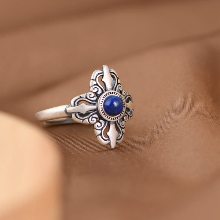 Buddha Stonesチベット産 925スターリングシルバー 天然ラズライト ポジティブアジャスタブルリング - image 3