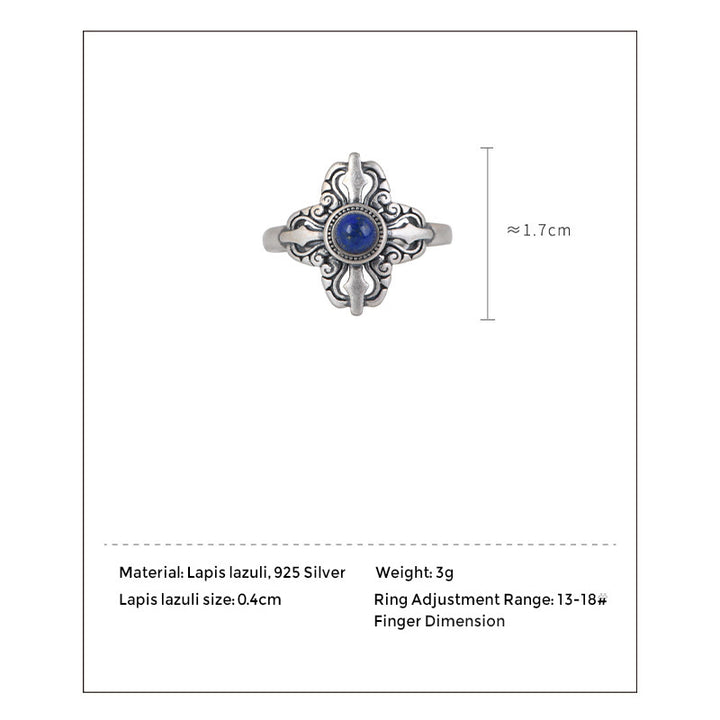 Buddha Stonesチベット産 925スターリングシルバー 天然ラズライト ポジティブアジャスタブルリング - image 8