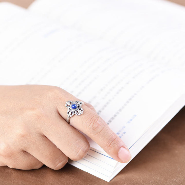 Buddha Stonesチベット産 925スターリングシルバー 天然ラズライト ポジティブアジャスタブルリング - image 5