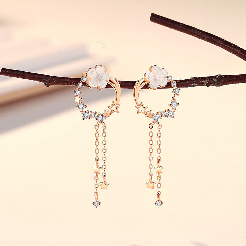 Buddha Stones925スターリングシルバー フラワー バタフライ ラブネックレス ペンダント イヤリングセット - ローズゴールドイヤリング（925スターリングシルバーポスト） - image 8