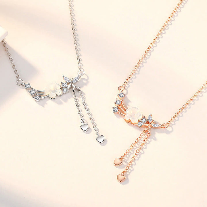 Buddha Stones925スターリングシルバー フラワー バタフライ ラブネックレス ペンダント イヤリングセット - image 5