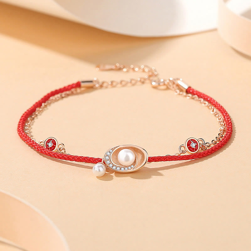 Buddha Stones925スターリングシルバー パールインゴット 銅貨 ヒーリングネックレスペンダント レッドロープブレスレットセット - ブレスレット（手首周り14～18cm） - image 3