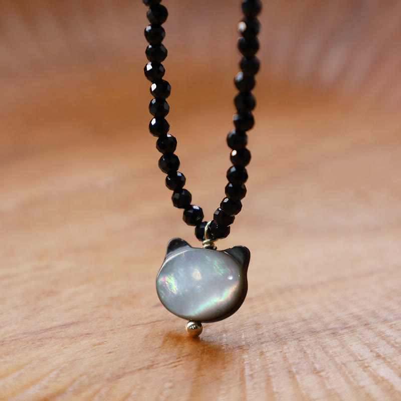 Buddha Stonesブラックスピネル キュートキャット チョーカーネックレス - image 2
