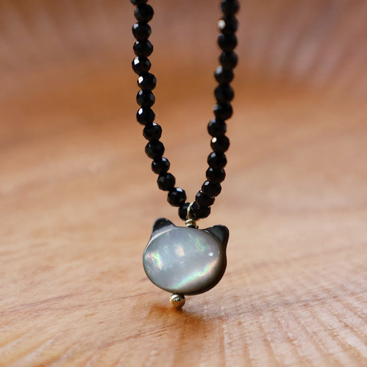 Buddha Stonesブラックスピネル キュートキャット チョーカーネックレス - image 2