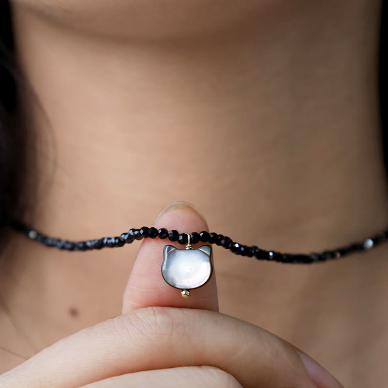 Buddha Stonesブラックスピネル キュートキャット チョーカーネックレス - image 10