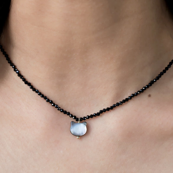 Buddha Stonesブラックスピネル キュートキャット チョーカーネックレス - image 9