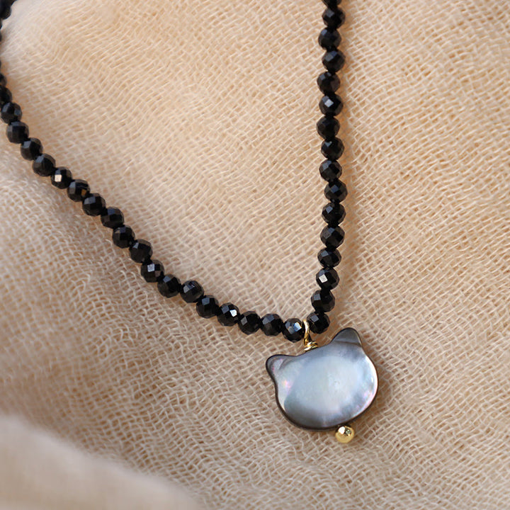 Buddha Stonesブラックスピネル キュートキャット チョーカーネックレス - image 6