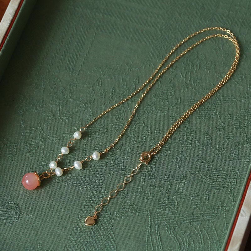 Buddha Stones金メッキ銅 天然瑪瑙真珠 正ネックレス ペンダント ブレスレット イヤリングセット