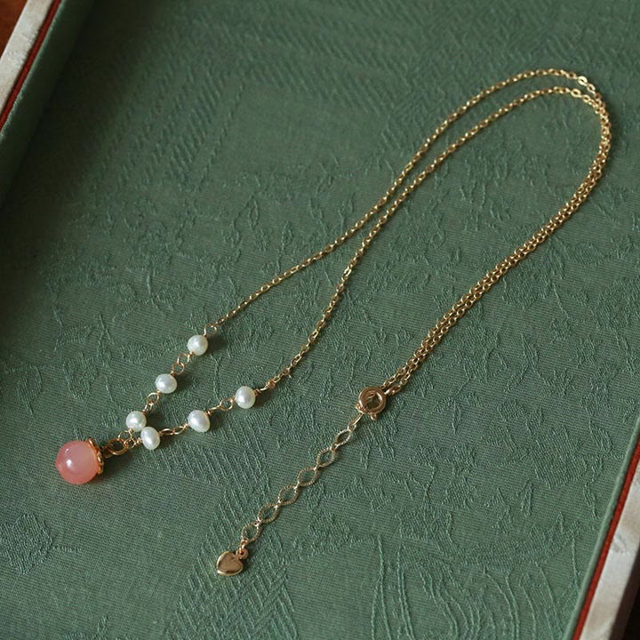 Buddha Stones金メッキ銅 天然瑪瑙真珠 正ネックレス ペンダント ブレスレット イヤリングセット