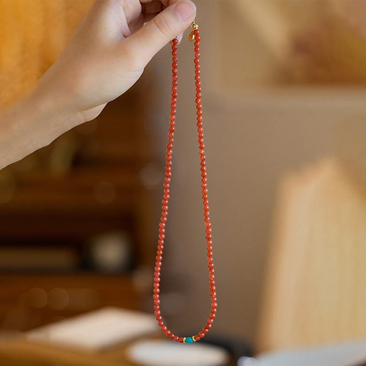 Buddha Stones 925スターリングシルバーメッキゴールド天然レッドアゲートターコイズコンフィデンスブレスレットネックレスペンダントリングセット