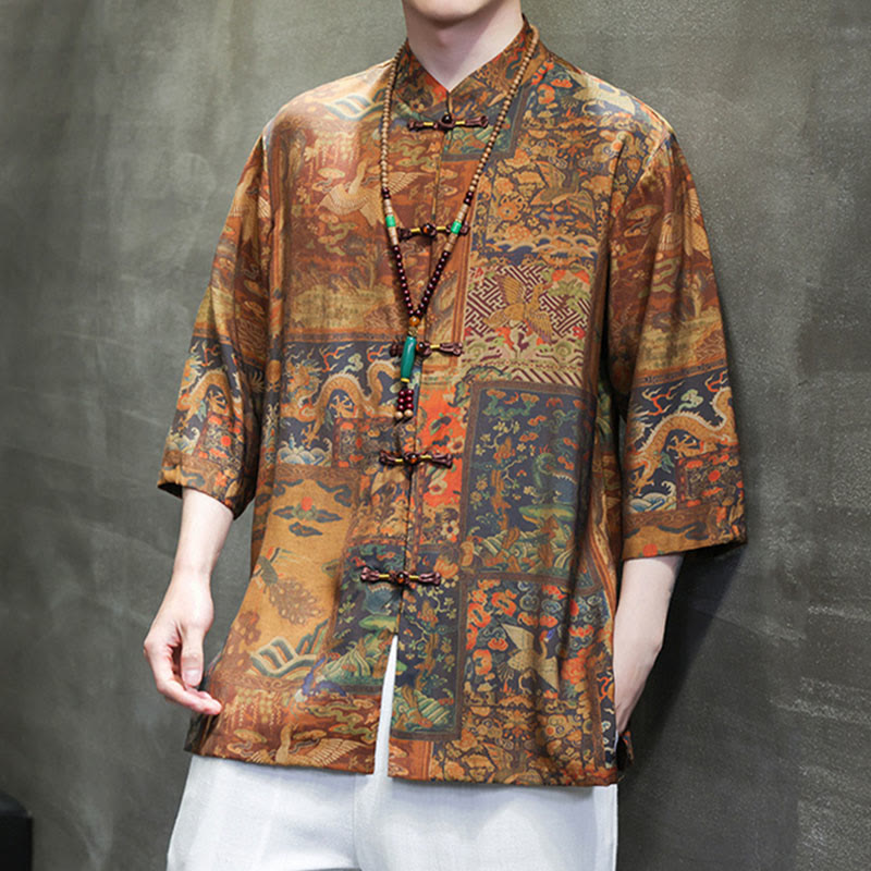 Buddha Stones風景中国龍柄中国七分袖シャツメンズTシャツ - image 16