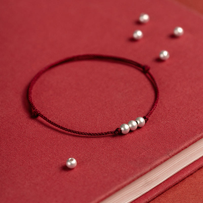 Buddha Stones925 スターリングシルバー 3ビーズ プロテクションストリングブレスレット アンクレット - image 5