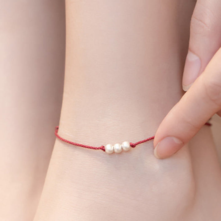 Buddha Stones925 スターリングシルバー 3ビーズ プロテクションストリングブレスレット アンクレット - image 12