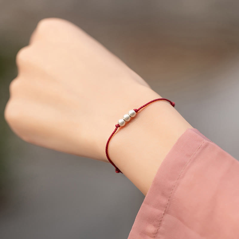 Buddha Stones925 スターリングシルバー 3ビーズ プロテクションストリングブレスレット アンクレット - image 8