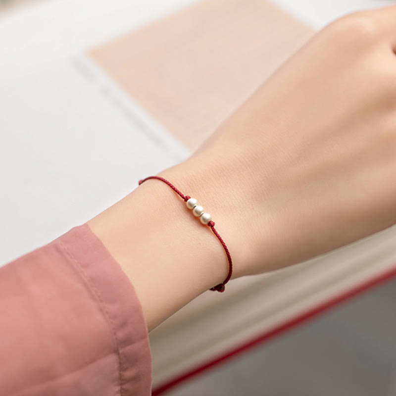 Buddha Stones925 スターリングシルバー 3ビーズ プロテクションストリングブレスレット アンクレット - image 9