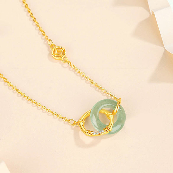 Buddha Stones925スターリングシルバー 天然グリーンアベンチュリン平和のお守りチャーム竹コイン 繁栄のネックレスペンダント - image 2